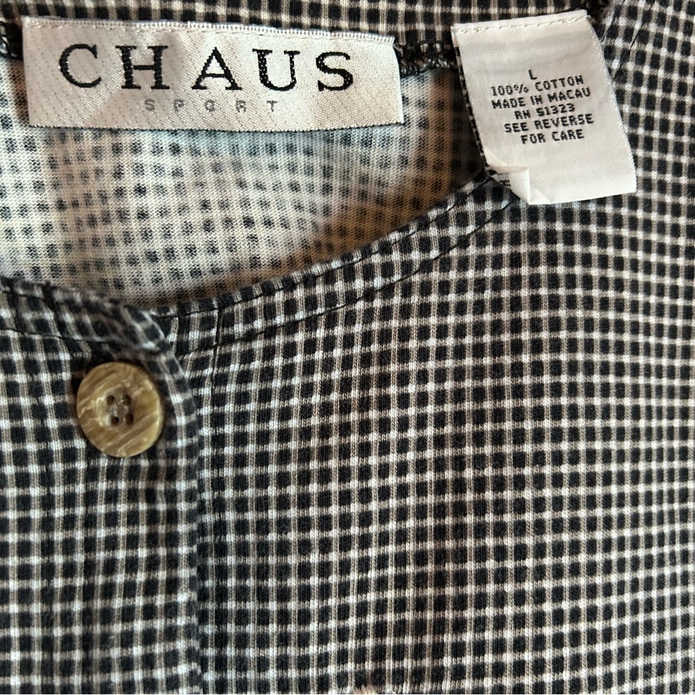 Chaus Vintage Black & White Gingham Button-Front Top - Picture 4 of 5